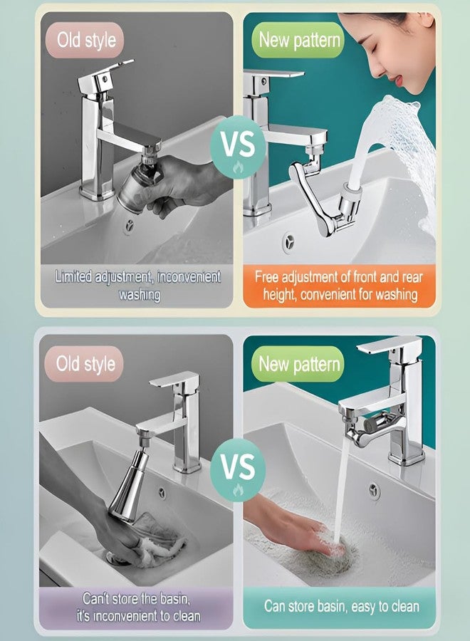 SHREESAMP 1080 Degree Rotating Faucet Extender Universal Tap Water Filter Splash Proof Flexible 3D Arm Kitchen Bathroom Sink Water Saving Nozzle Easy Cleaning Strong Water Flow Steel Chrome Finish - Image 4